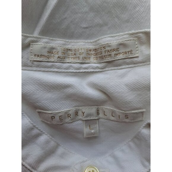 Perry Ellis Long Sleeve Button-Down Long Sleeve Shirt Mens Large White - Picture 3 of 7